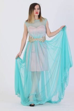 Kadın Abiye Elbise Azr4422 Askılı-mavi 41243100009202