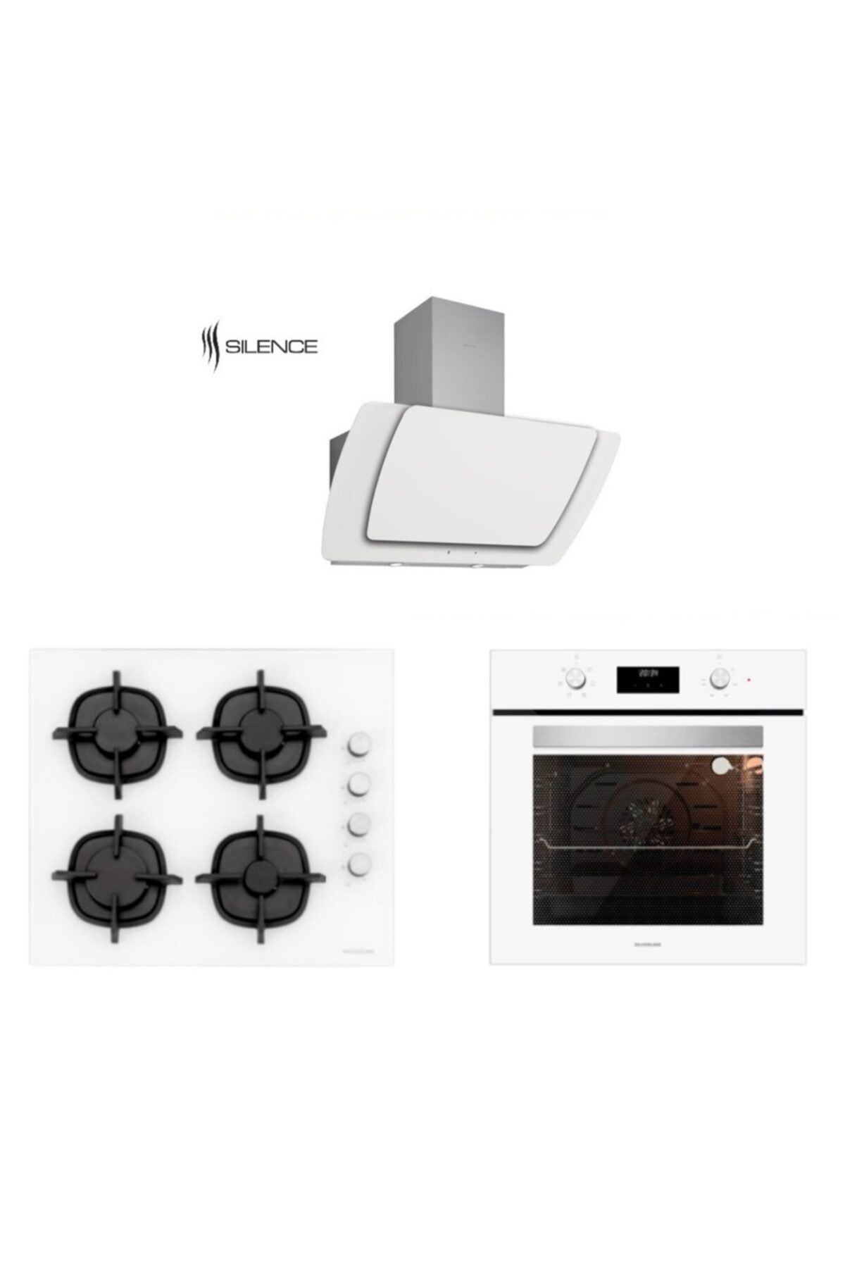 Beyaz Cam Ankastre Set 5 Yıl Garanti (3373 Mısto 60+cs5343w01+bo6502w02)