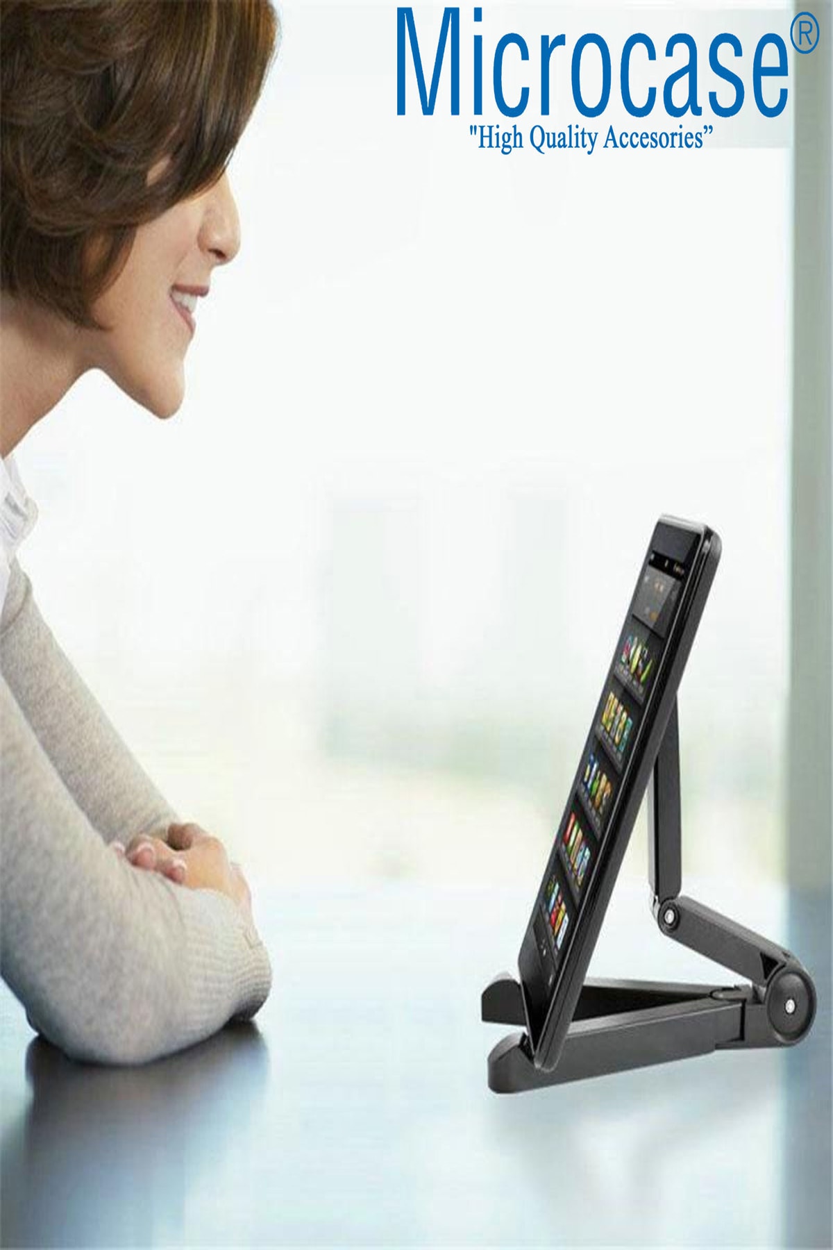Masaüstü Katlanabilir Telefon Tablet Tutucu Stand - Al2457 Siyah 4