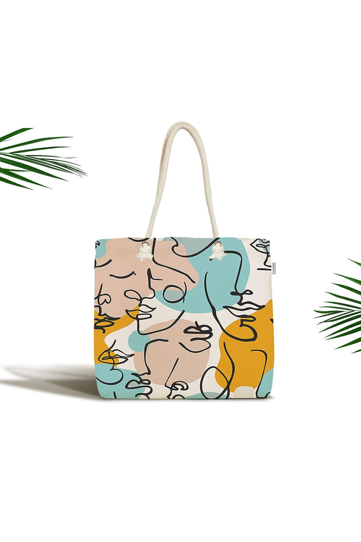 Realhomes Geantă De Plajă Modernă Cu Fermoar Cu Design Special Imprimat Portret Botanic Unisex - One Size