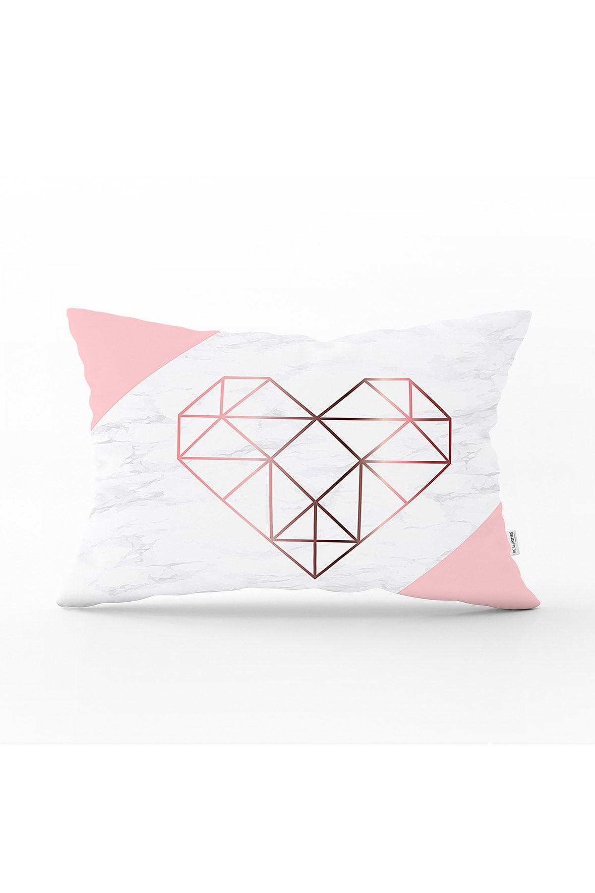 Realhomes Husă De Pernă Dreptunghiulară Cu Motiv De Inimă Cu Model Geometric Pe Fundal Alb - One Size