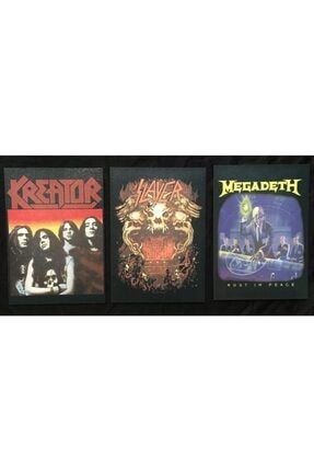 Thrash Metal Ahşap Tablo Seti Kreator Slayer Megadeth mtaltablo0045
