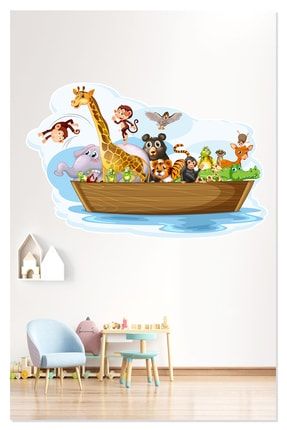 Kayıktaki Sevimli Hayvanlar Çocuk Odası Duvar Sticker BLRCODU000004
