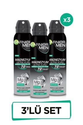 3'lü Men Magnezyum Ultra Kuru Sprey Erkek Deodorant Seti PKTGMNUMGSPEDO