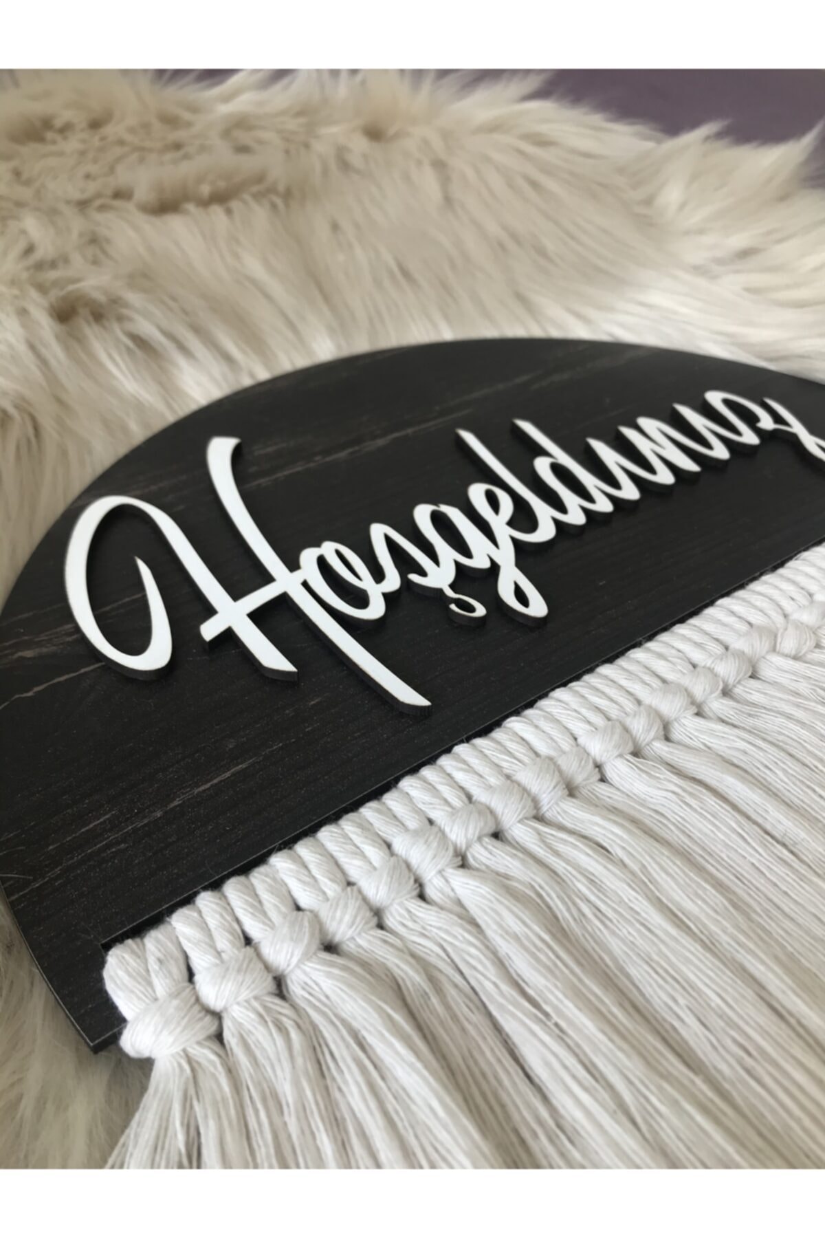 Siyah Ahşap Makrome Kapı Süsü - Görsel 2