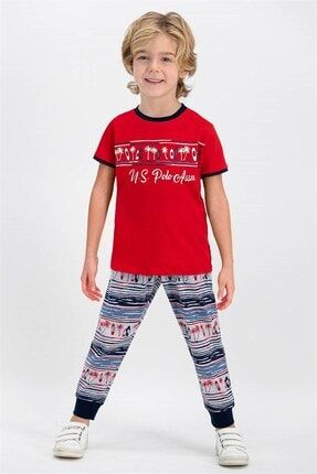 U.s. Polo Assn Lisanslı Erkek Çocuk Kırmızı Pijama Takımı 5465846jb
