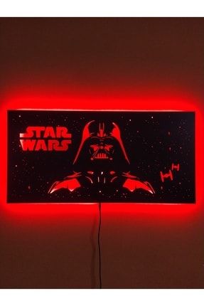 Darth Vader V2 Led Işıklı Tablo Ahşap Duvar Dekoru lcttbl203