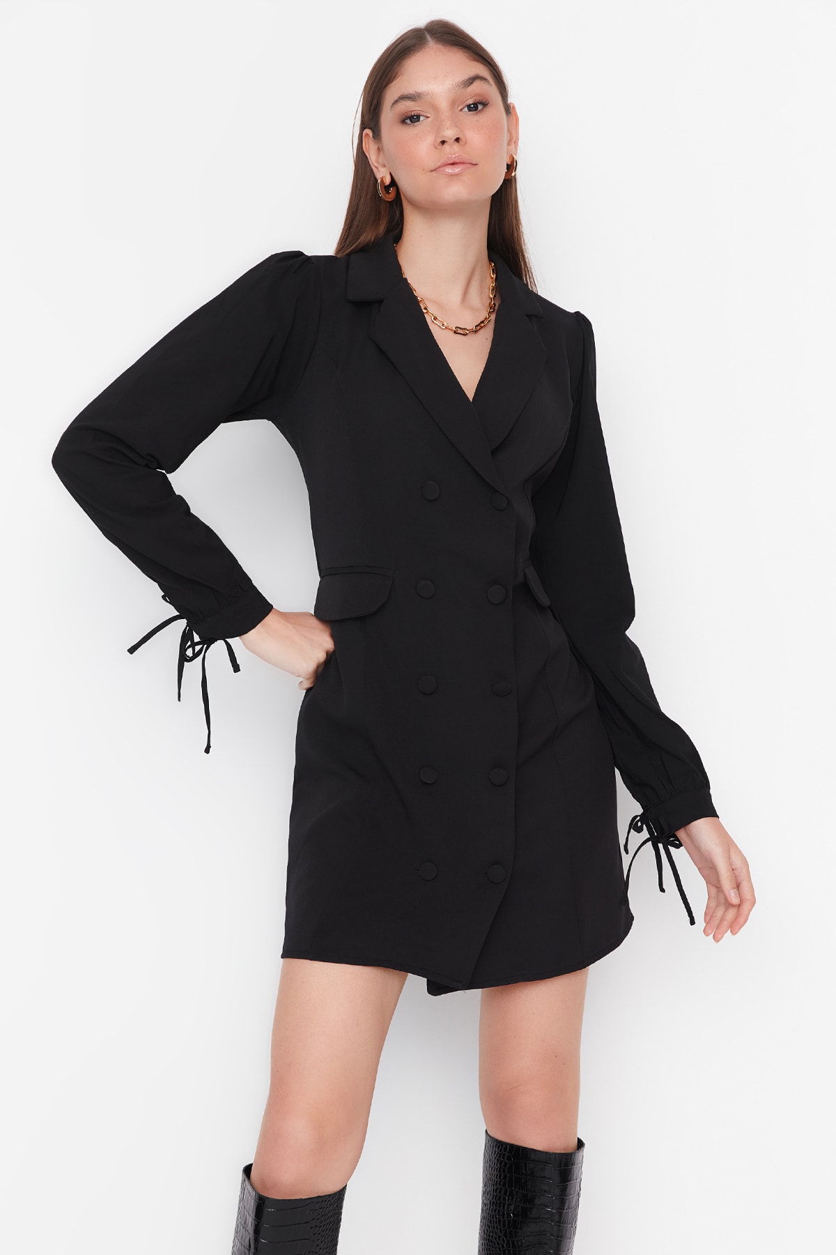 Trendyol Collection Kleid Schwarz Blazerkleid Fast ausverkauft