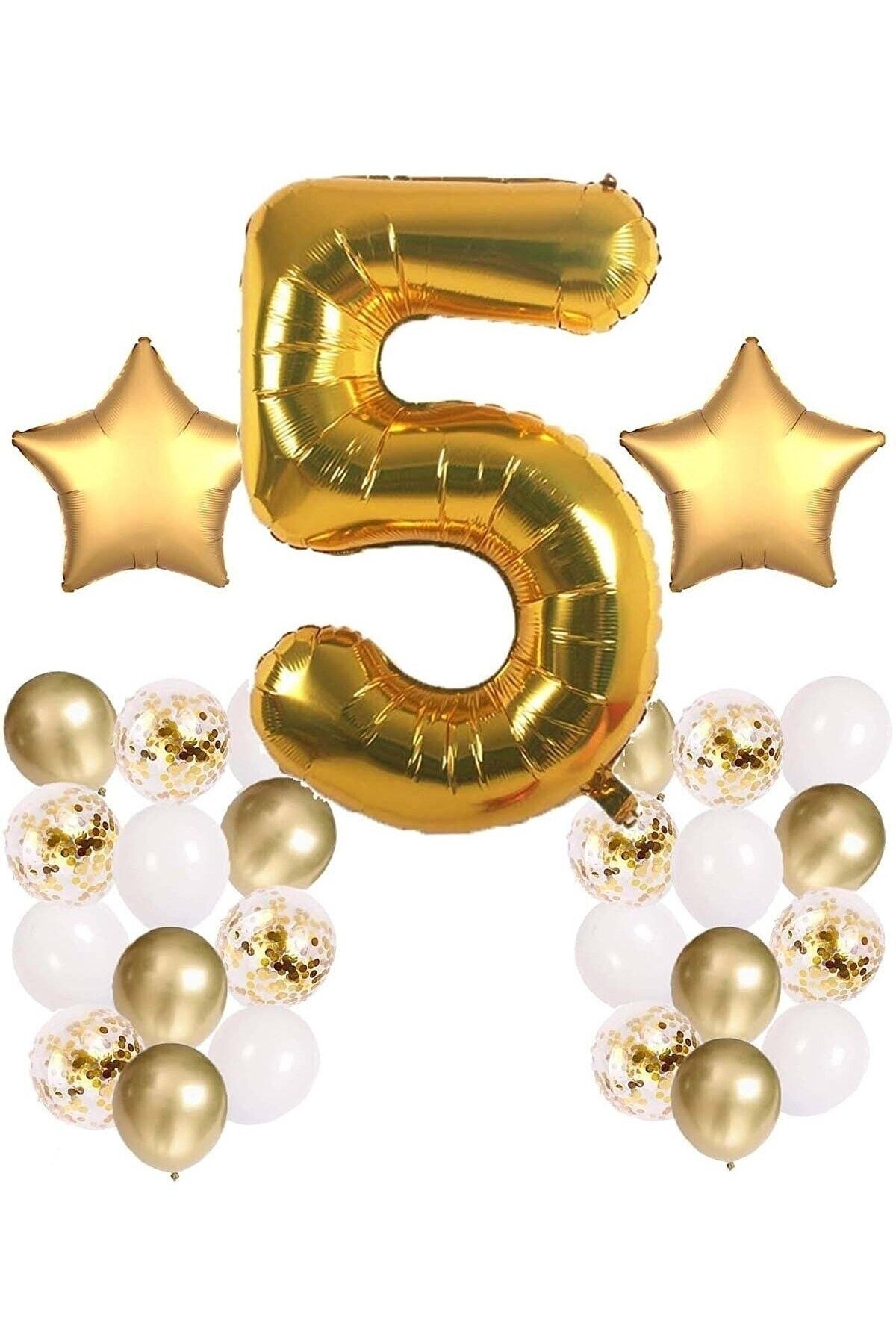 Gold number 5 shop balloon
