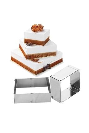 Kare Ayarlanabilir 8 Cm Paslanmaz Çelik Kek Pasta Pandispanya Kalıbı Çemberi. İNTCH-5646