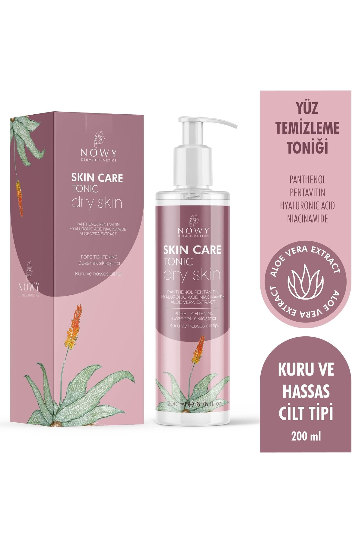 nowy Siyah Nokta Karşıtı, Cilt Tonu Düzenleyici, Gözenek Sıkılaştırıcı, Nem Dengeleyici Tonik, 200ml