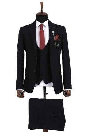 Siyah Slim Fit Erkek Takım Elbise VTO-TKM-E21016-02