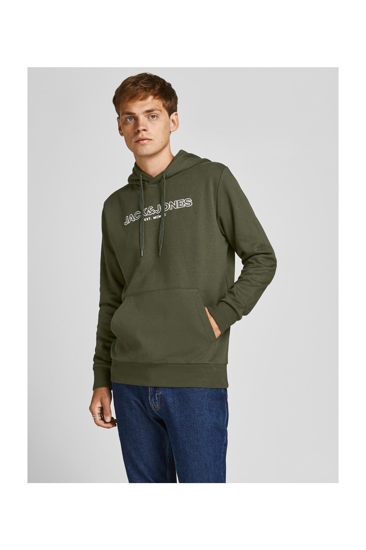 سویشرت کلاه‌دار سبز-خاکی جک اند جونز سویشرت Jack & Jones