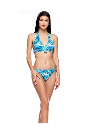 Kadın Mavi Geniş Üçgen Bikini Takımı LRN20YKB1067