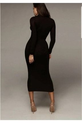 Moda Maçka Park Kadın Uzun Kol Boğazlı Triko Elbise (STANDART BEDEN S/M/L/XL UYUMLU) MAXİ-233