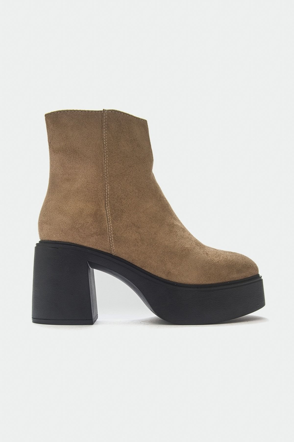 چکمه و بوتی سیاه زنانه WEST DARK BEIGE مشکی SUEDE بوت پوتین luvishoes