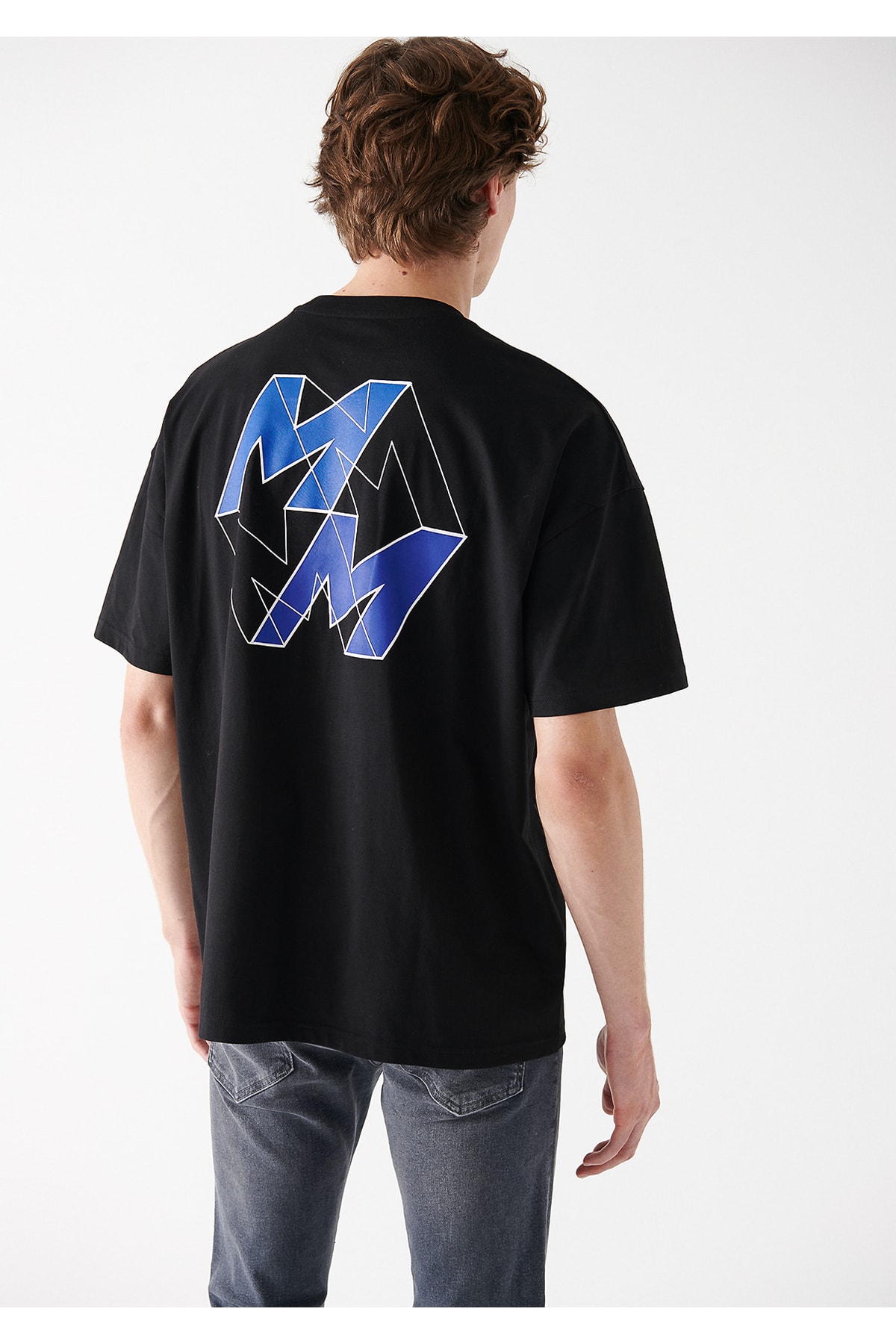 Mavi M Logo Baskılı Siyah Tişört Oversize / Geniş Kesim 0611066-900