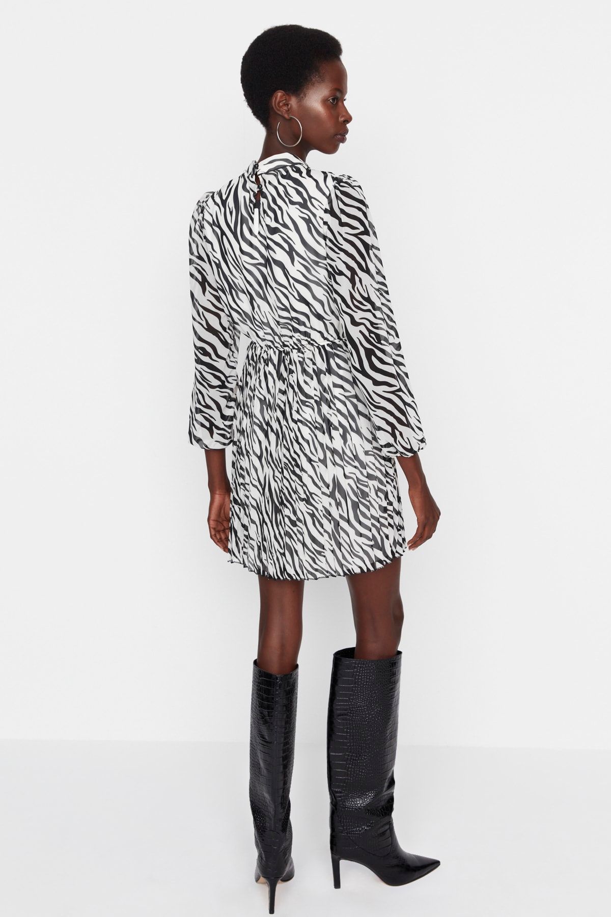 Topshop zebra pleated shirt dress hot sale
