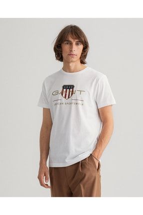Erkek Beyaz Regular Fit Logolu T-shirt 2003099