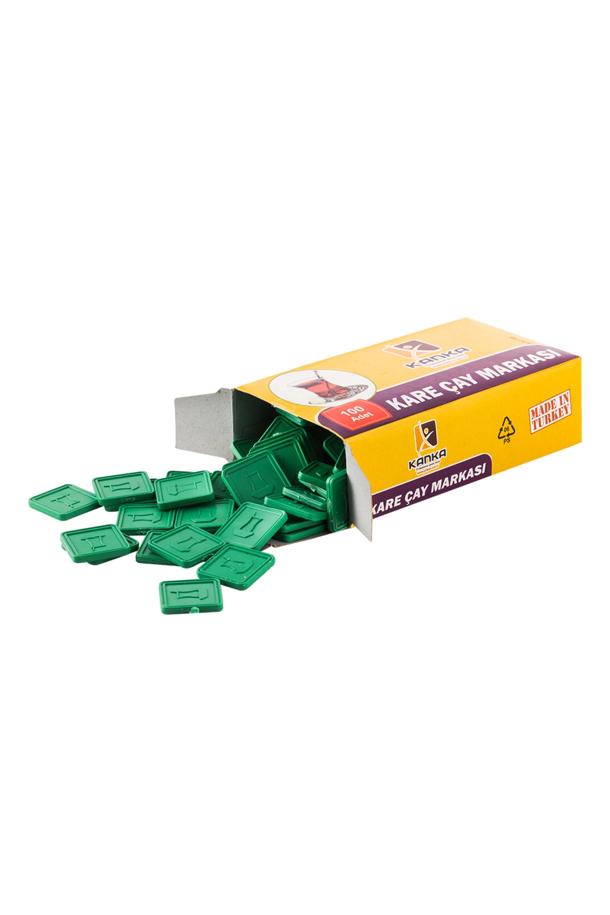 Kanka Çay Markası 500 Adet Kare Yeşil