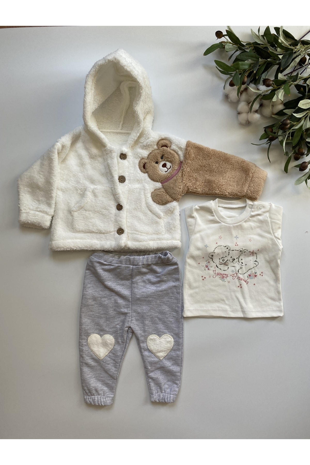ست نوزادی پسرانه – دخترانه سفید Puffin Baby | TYC00557288834 اورجینال - تصویر 2