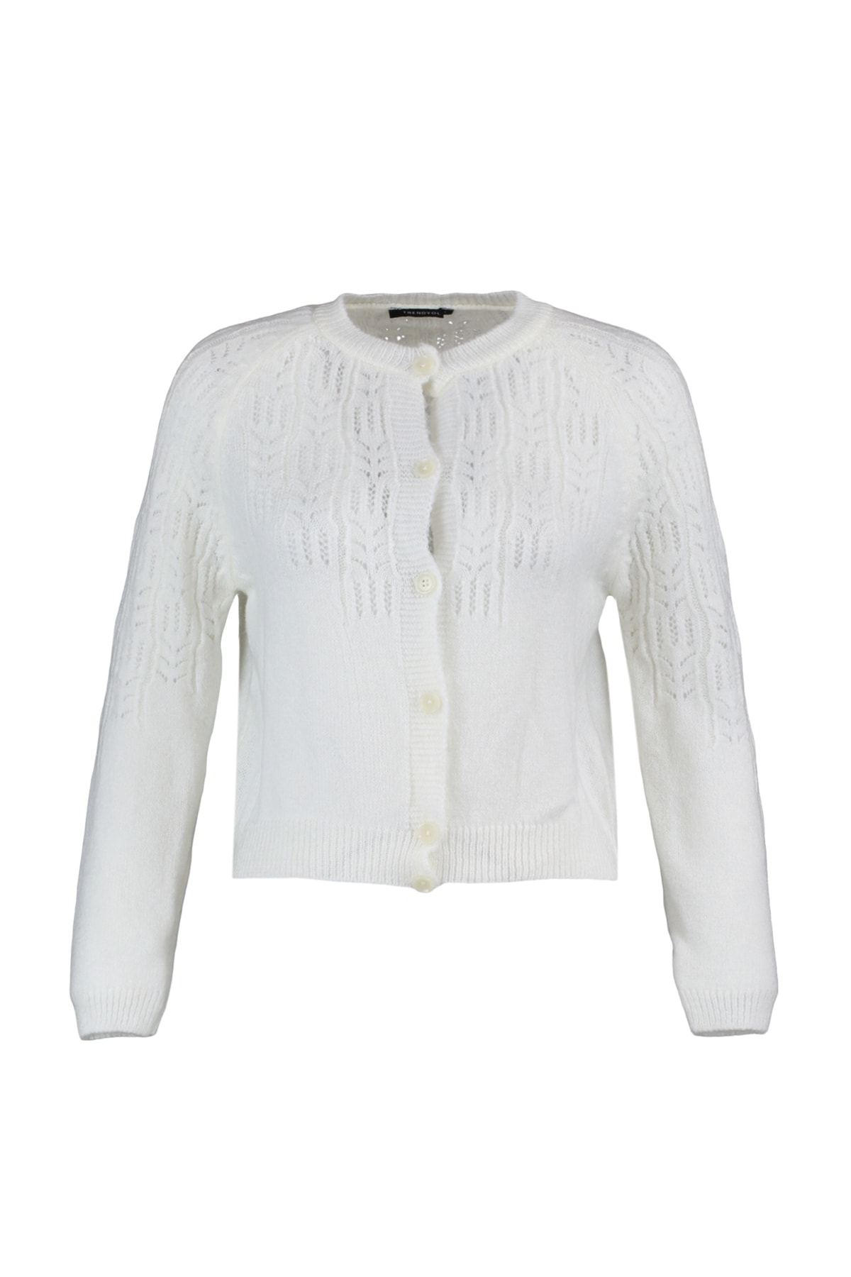 Trendyolmilla  Ekru Yumuşak Dokulu Ajurlu/Delikli Triko Hırka TWOAW21HI0020 - Görsel 6