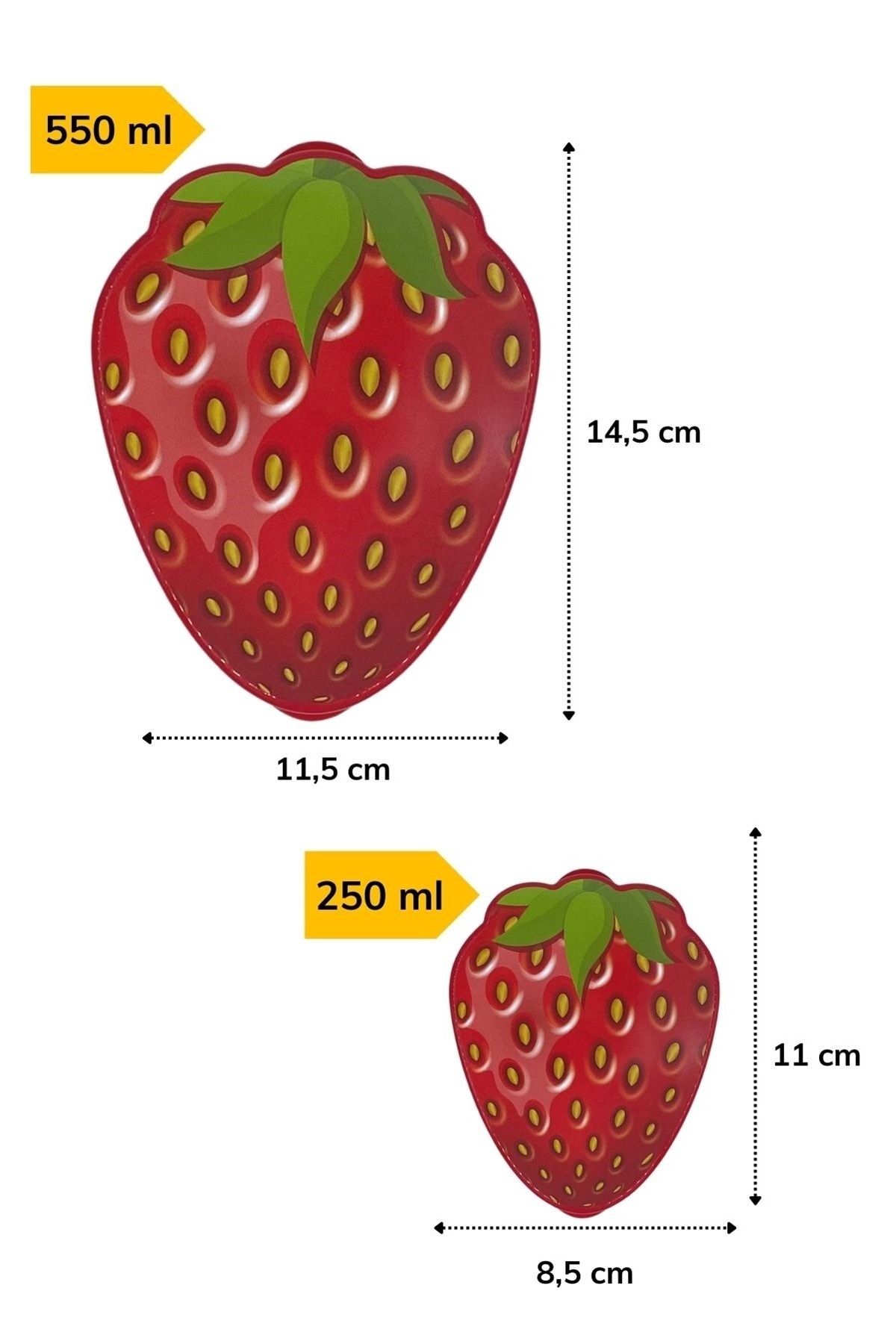 Buffer-® Set of 2 Nesting Strawberry Model Storage and Nutrition Containers (550 Ml + 250 Ml) 4