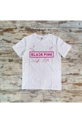 Unisex Black Pink Baskılı Beyaz T-shirt 3040 BLCK