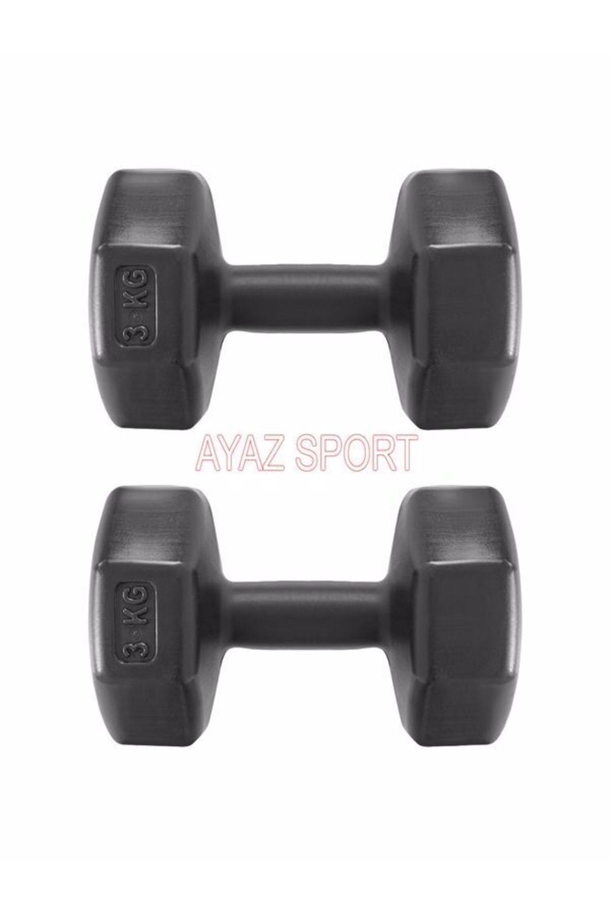AYAZ SPORT 3 Kg X 2 Adet 6 Kg Dambıl Seti, Dumbell Set Dumbell 2x3 Kg Siyah