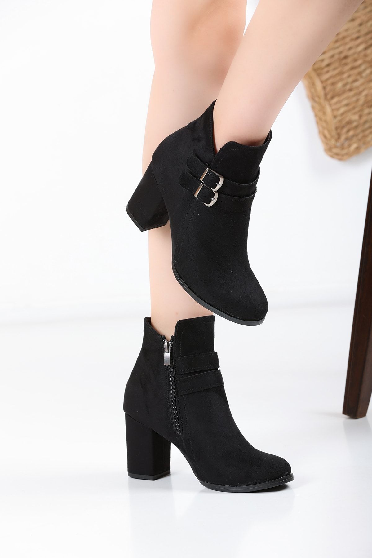 en7-Black Suede Women's Boots 3030 3