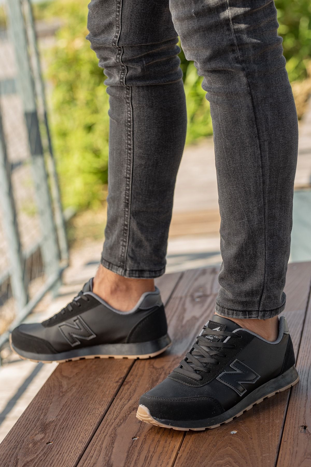 Erkek Siyah Bağcıklı Düz Comfort Rahat Taban Casual Sneaker Esnek Yürüyüş Spor Ayakkabı