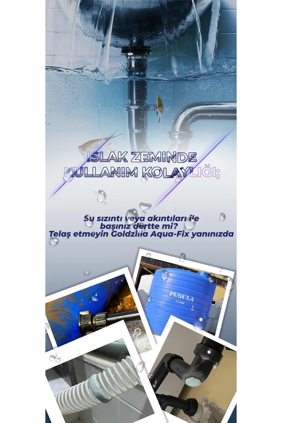 GOLDZİLLA Aquafix Havuz Kaçak Su Altı Tamir Onarım Yapıştırıcı Epoksi Kaynak Macun 57 Gr (dolgu , Yapıştırma)