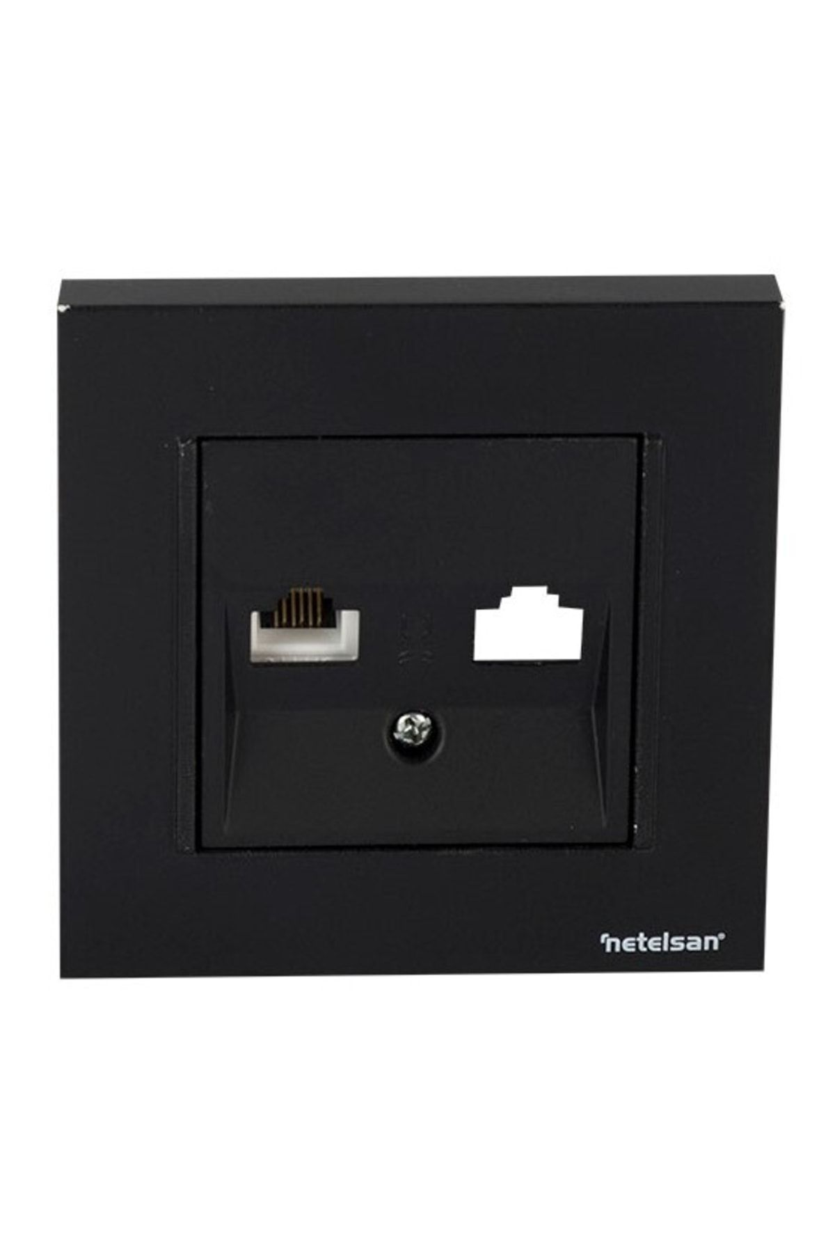 Netelsan Byobu Siyah Tekli Data Prizi (Rj45 Cat6) Çerçeveli