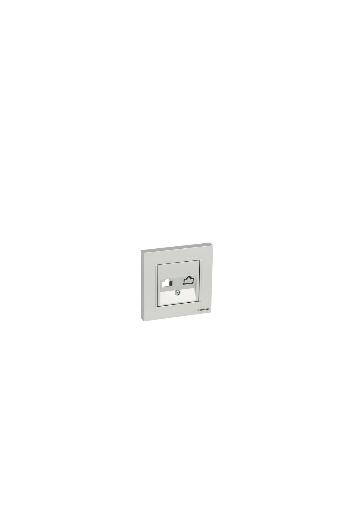 Netelsan Byobu Gümüş Tekli Data Prizi (Rj45 Cat6) Çerçeveli