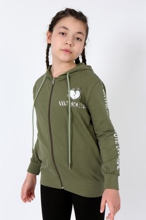 Asortik Kız Çocuk Kapüşonlu Spor Hırka Ceket TNK-0004