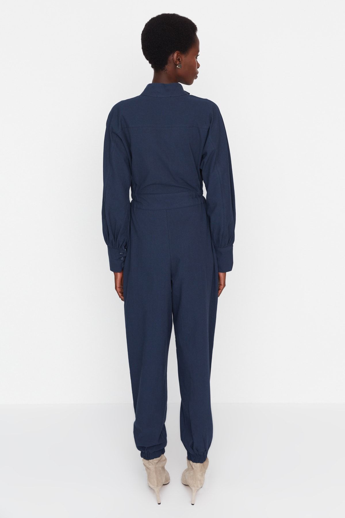 Trendyol Collection Navy Blue Button Detailed Woven Jumpsuit TWOSS19IE0098