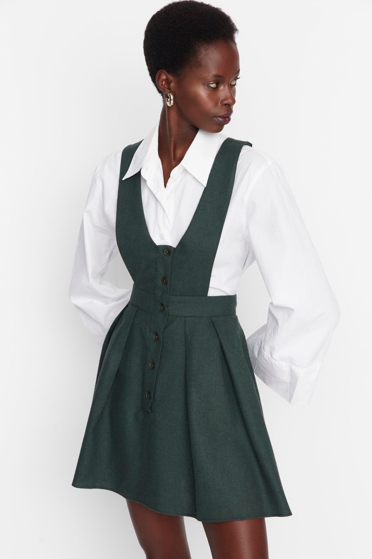 Dark green pinafore dress hotsell