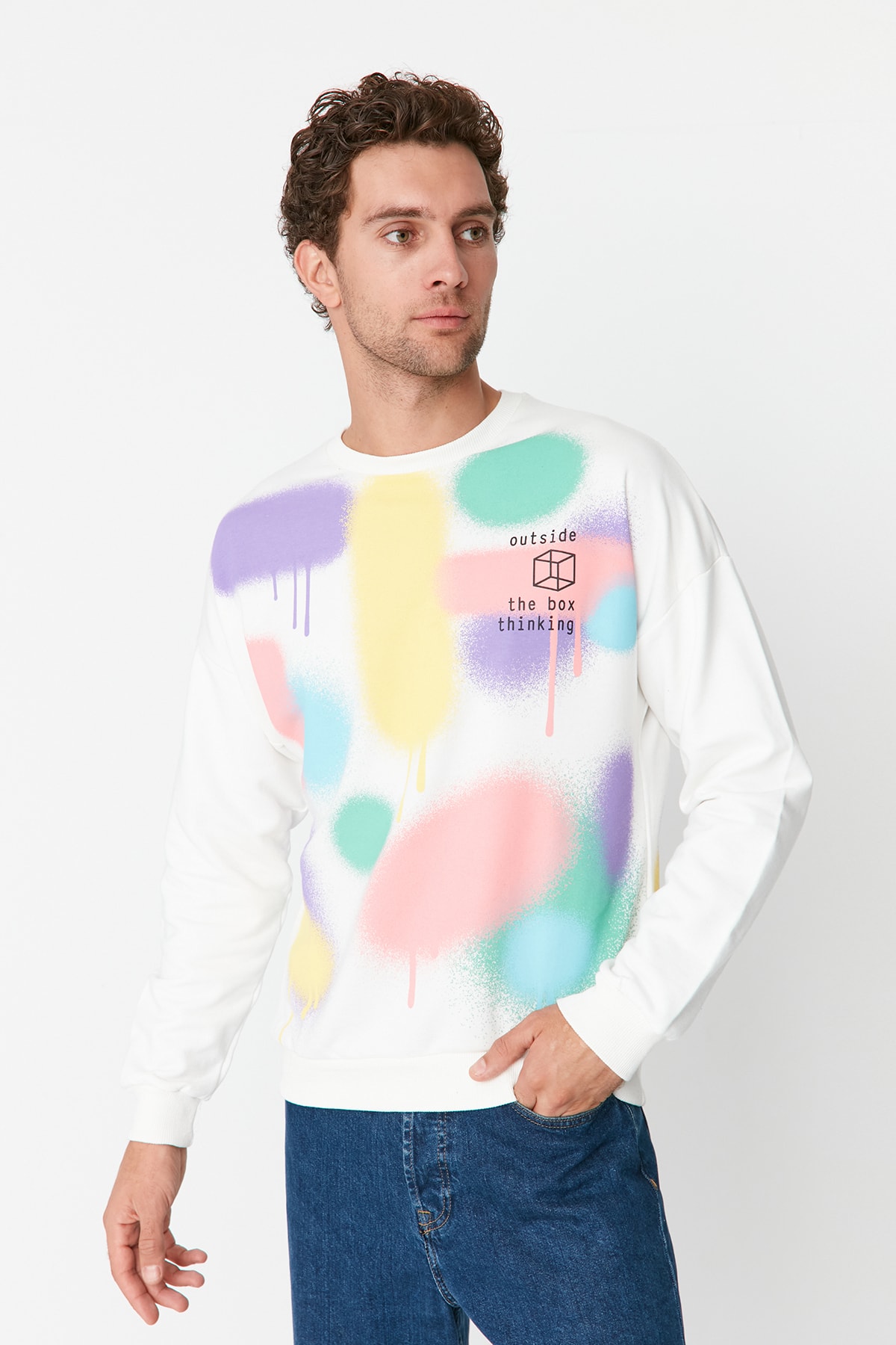 Trendyol Collection Sweatshirt Weiß Oversized