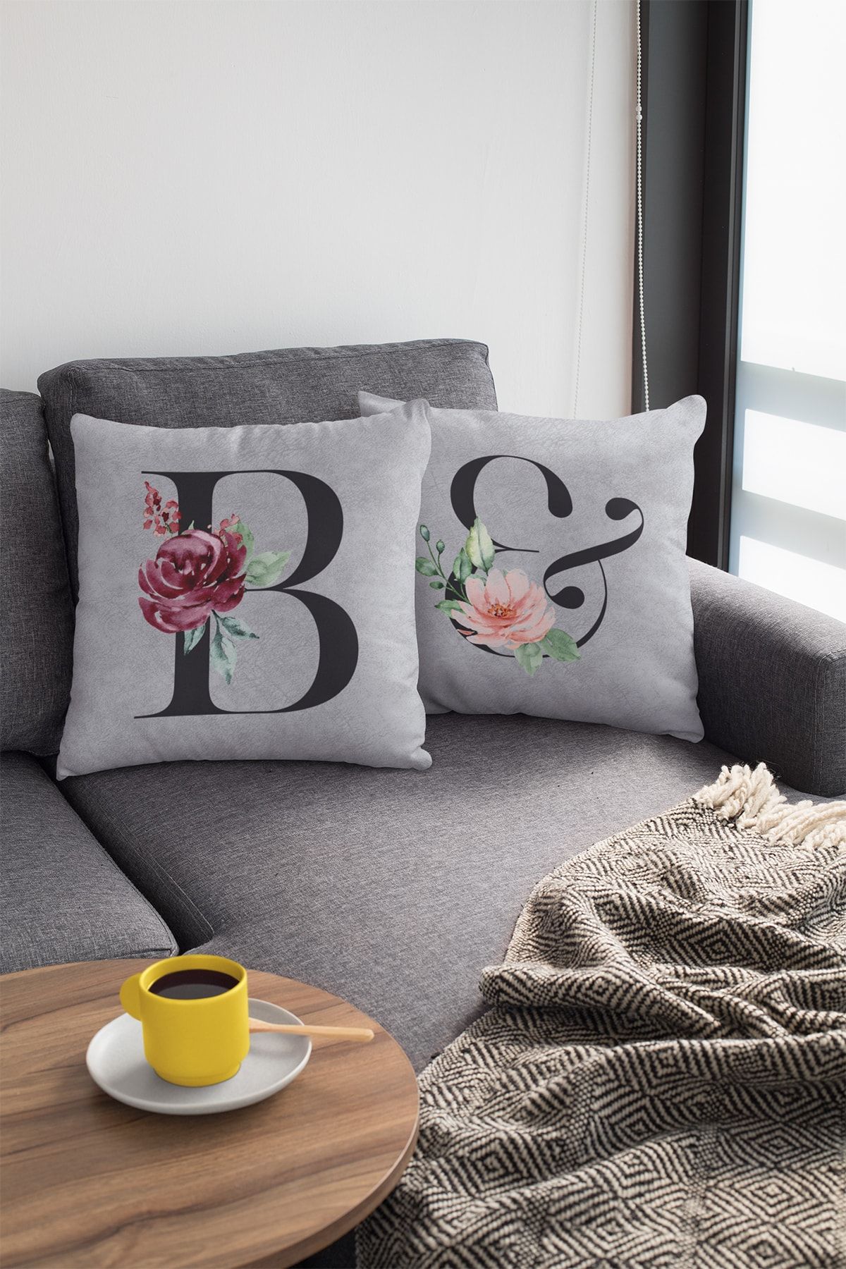 Grey outlet letter cushions