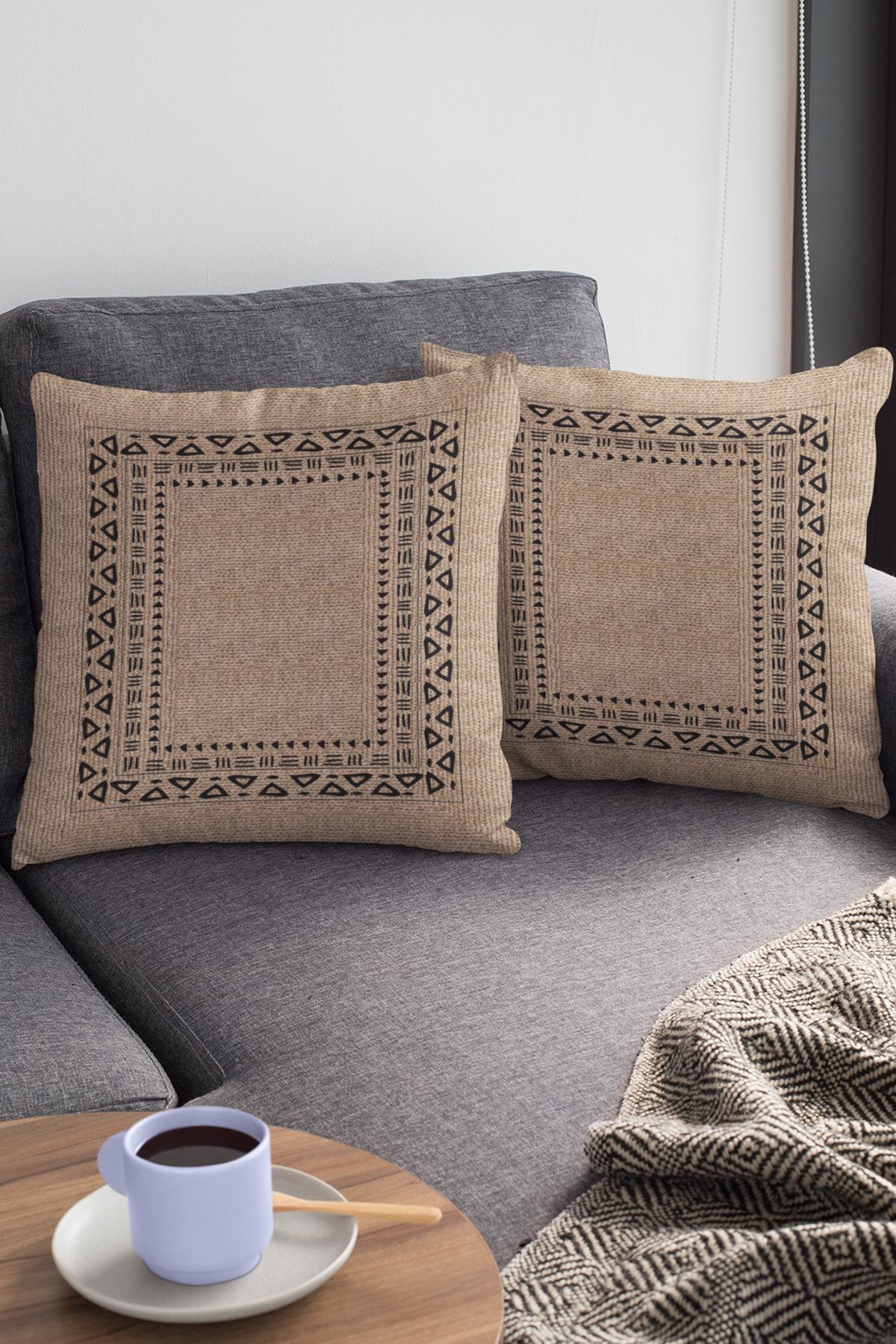 NeluxHome Double Sided Throw Pillow Pillow Case Wicker Look