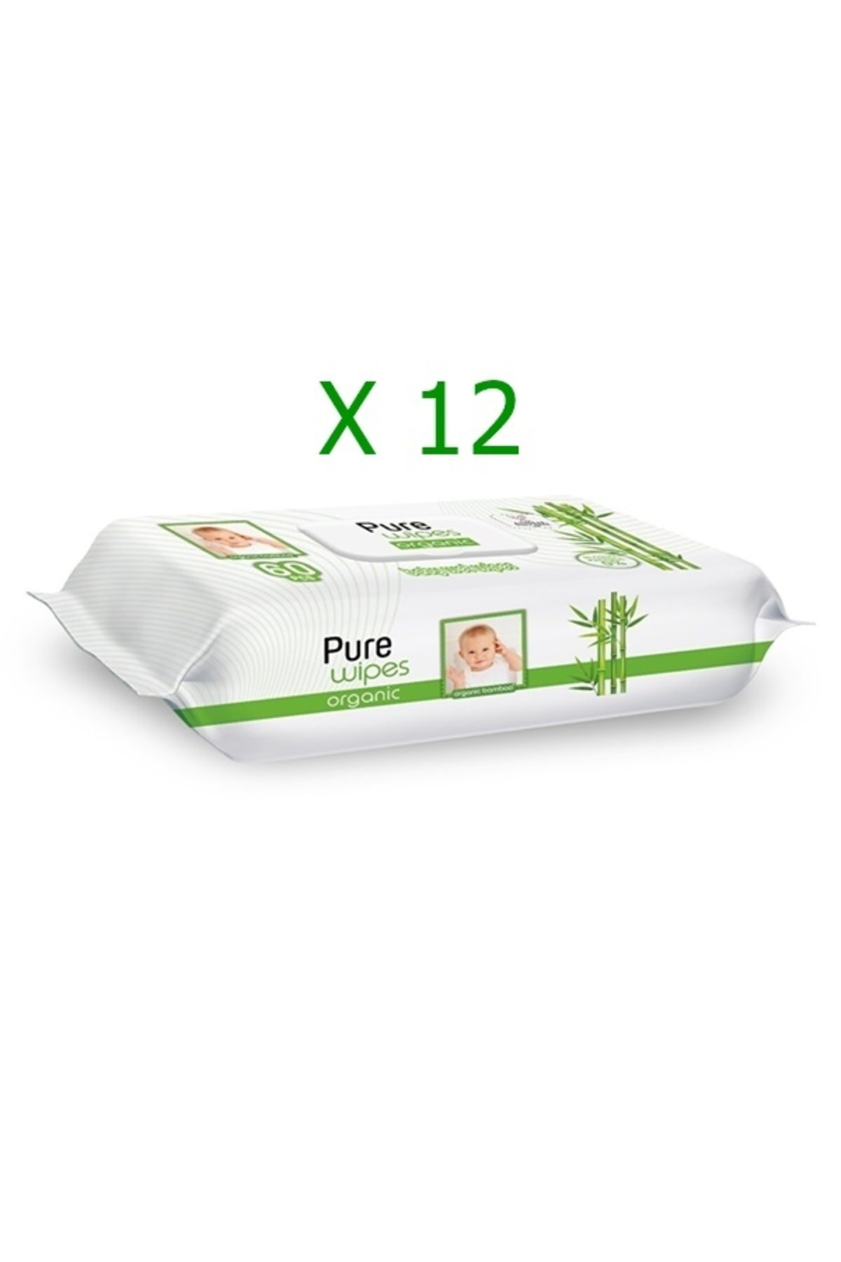 Pure Baby Pure Wipes Organik Bambu Özlü Islak Havlu 60'lı X 12 Li Avantaj Paketi