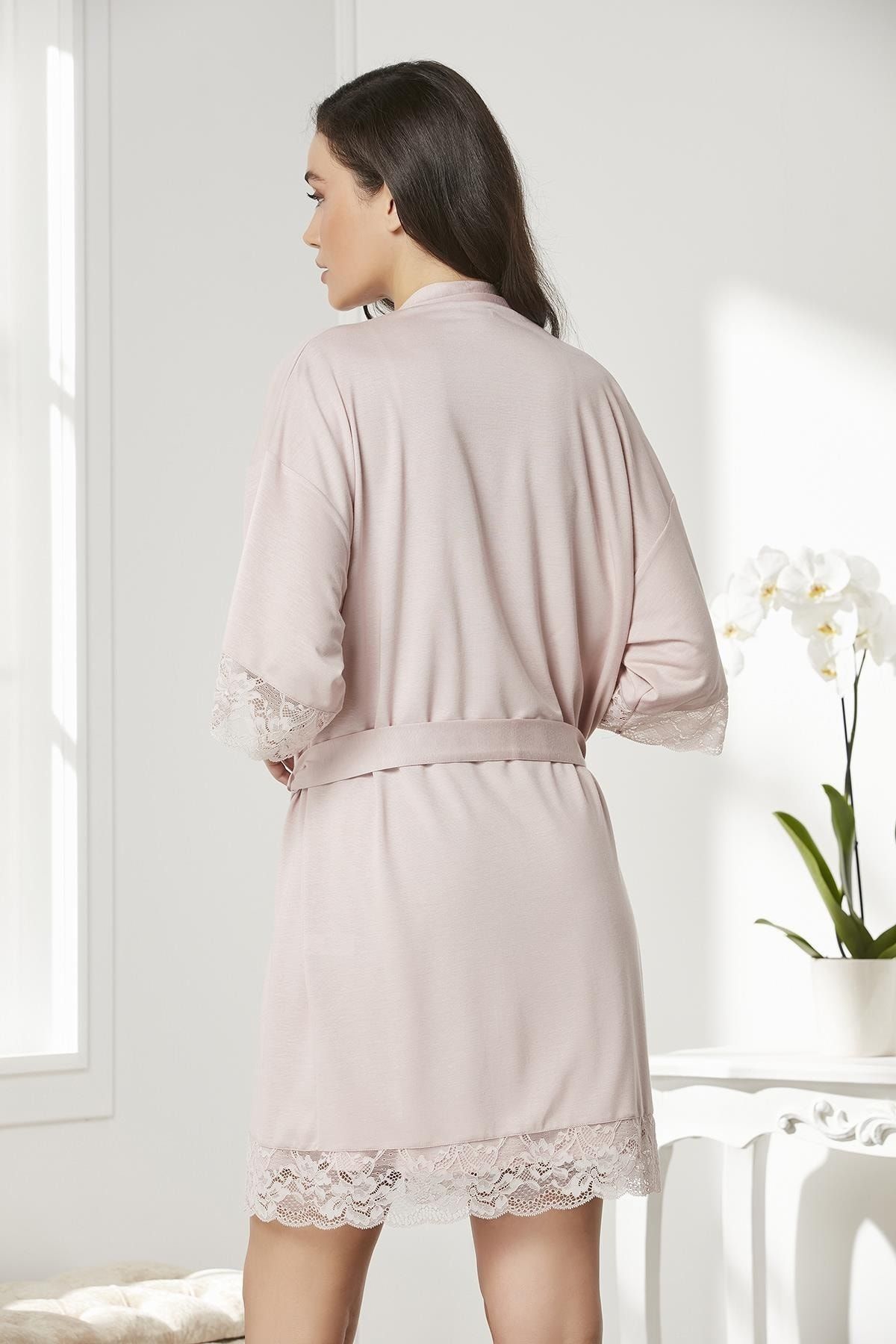Pierre Cardin Penye Dantelli Gecelik &amp; Sabahlık Takım - 4020 ZO8076