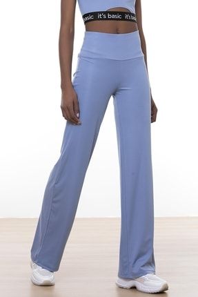 Kadın Mavi Renk Comfort Wide Leg Kesim Dalgıç Kumaş Pantolon ITSBASIC 2280