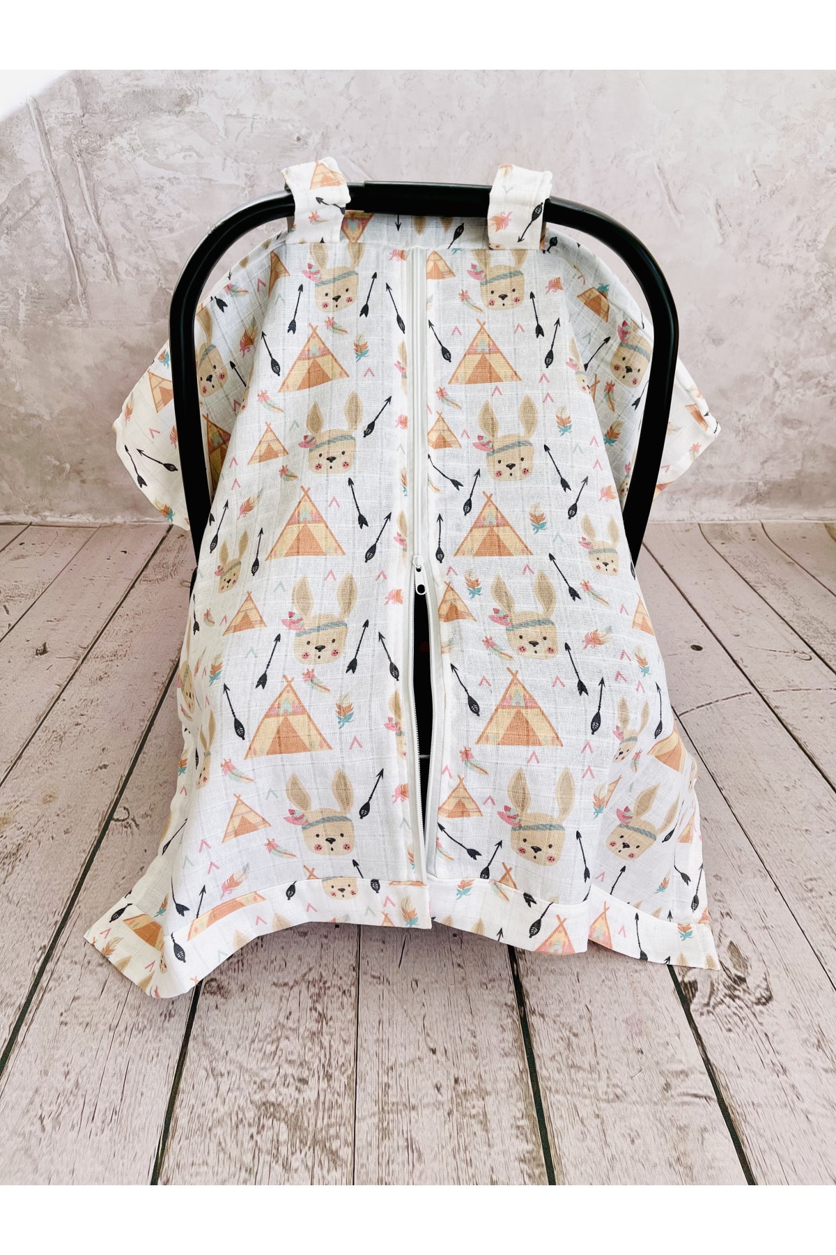 Cute Rabbit Muslin Cloth Stroller Cover with Zipper