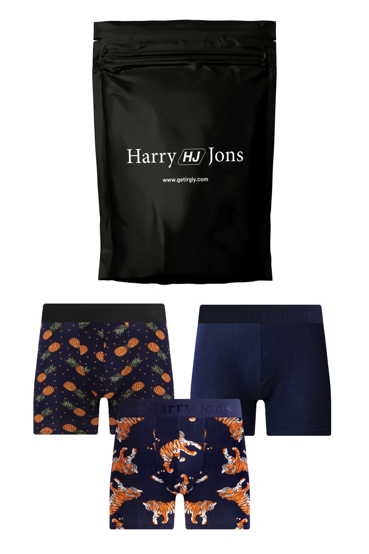 Harry Jons Erkek 3'lü Boxer 1. Sınıf Kumaş Premium Paket Özel Dizayn. Düz Likralı Boxer Şort Çeyizlik Hediyelik