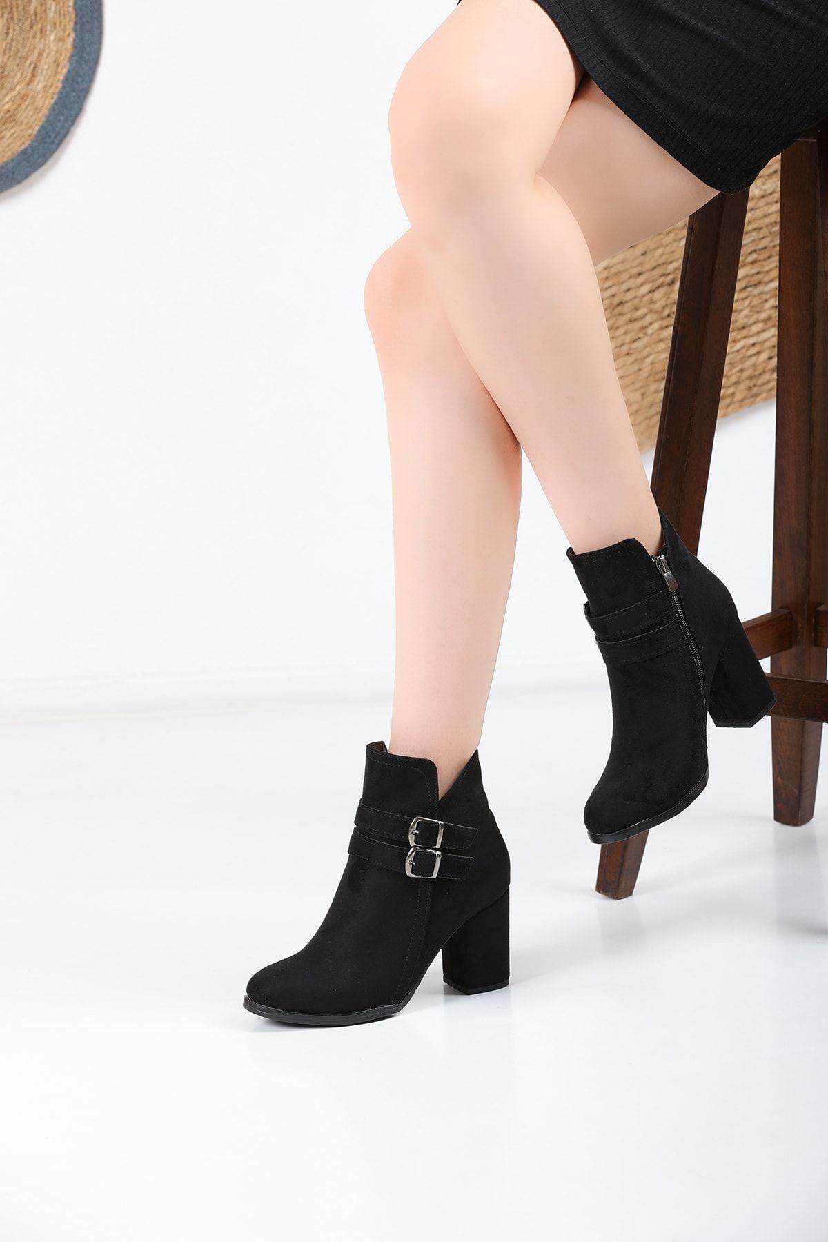 en7-Black Suede Women's Boots 3030 2