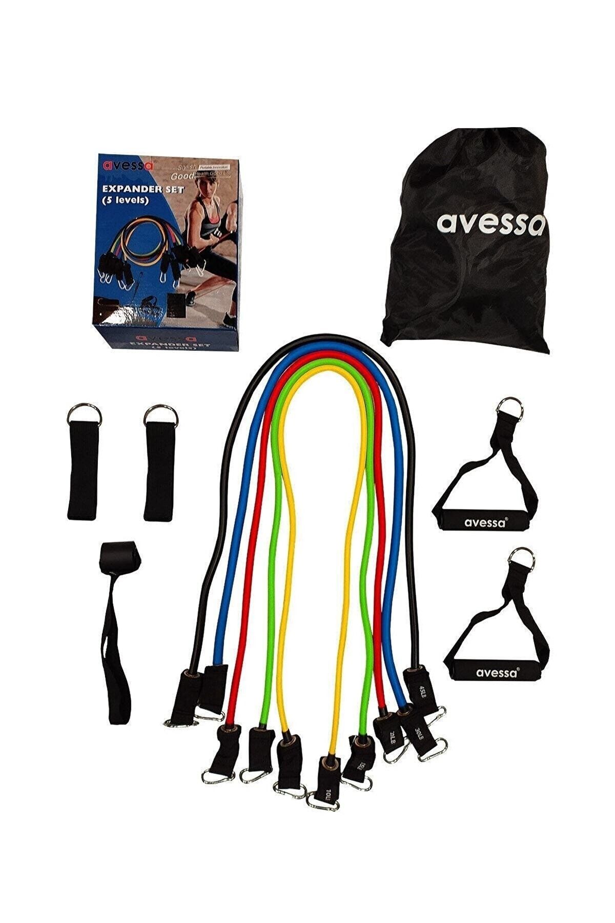 کش مقاومتی چند رنگ مجموعه لاستیک تمرینات 5 قطعه ESC 500 Avessa