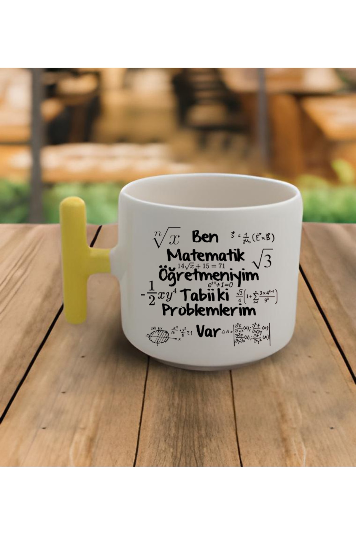 GünayStore Latte & Espresso El Yapımı Matematik Öğretmeni Motto Sarı Kulp Kupa 200 Ml