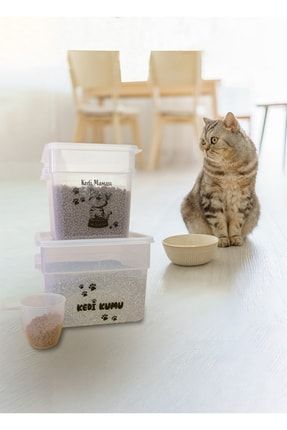 Kedi Kuru Mama Kum Saklama Kabı Kutusu Seti KMK MAMA KUM