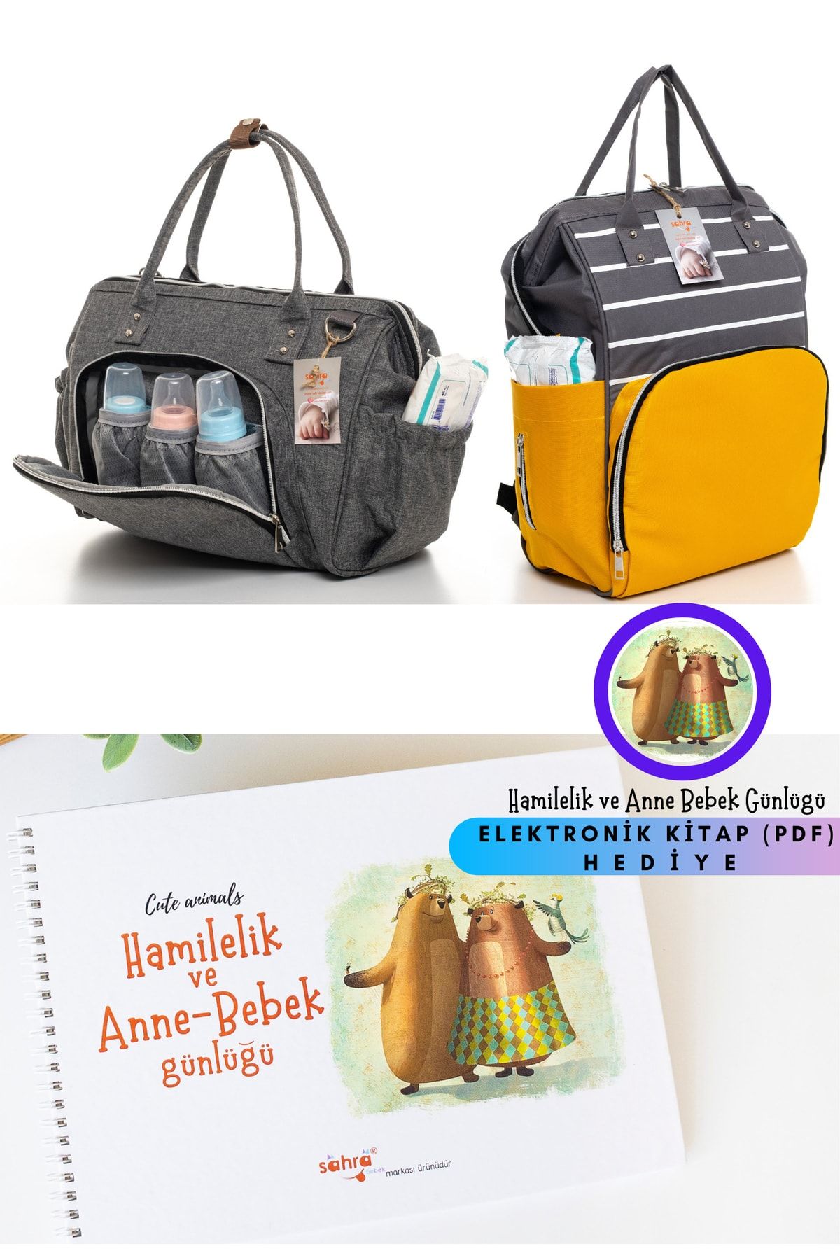 Sahra Elegance Termal Bölmeli Anne Bebek Bakım 2li Omuz Ve Sırt Çantası Set (pdf Annebebek Günlüğü Hediye)